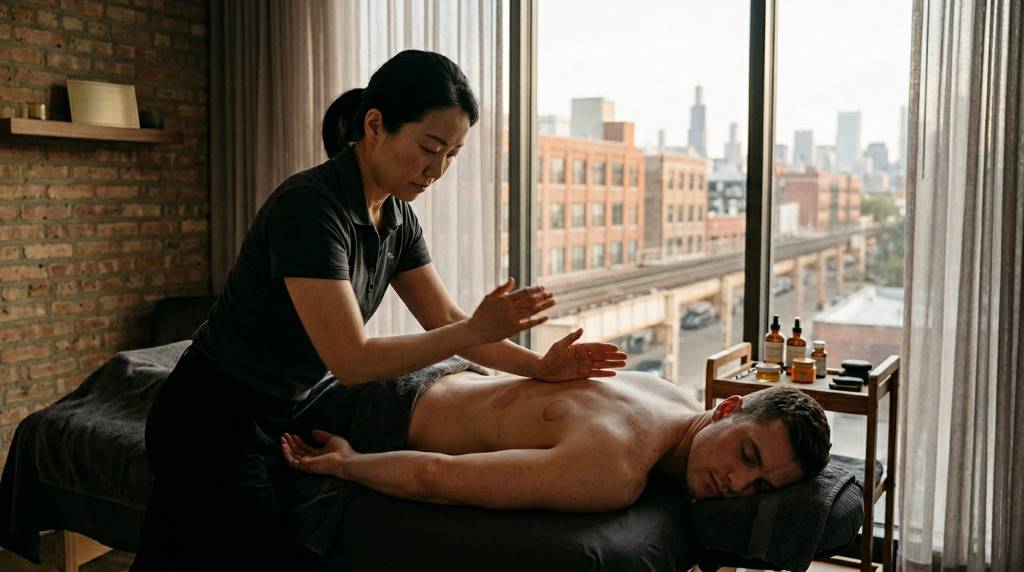 Relaxing wellness center in Chicago offering Asian massage therapy for body pain relief