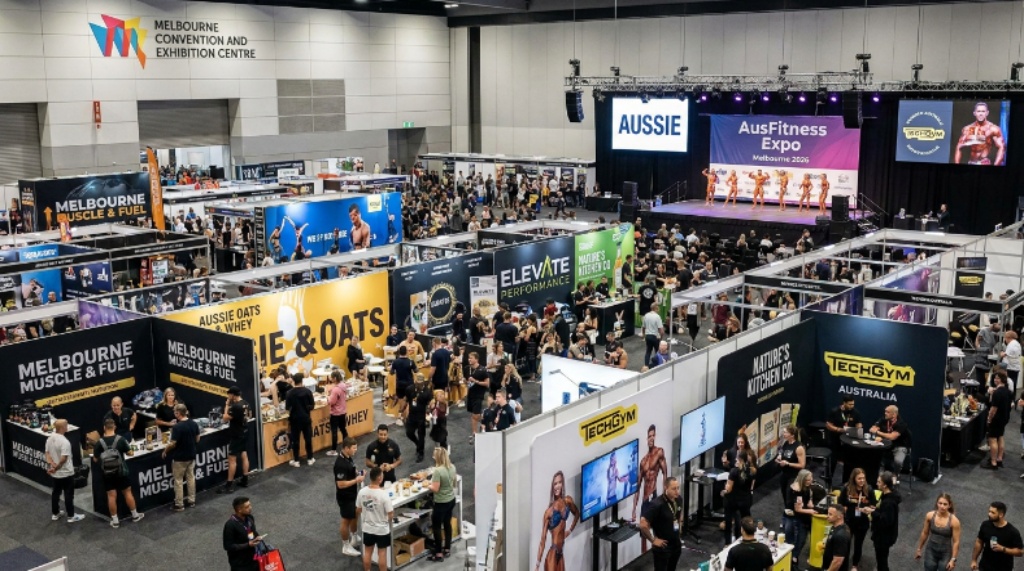 Fitness and nutrition brands on display at AusFitness Expo Melbourne 2026