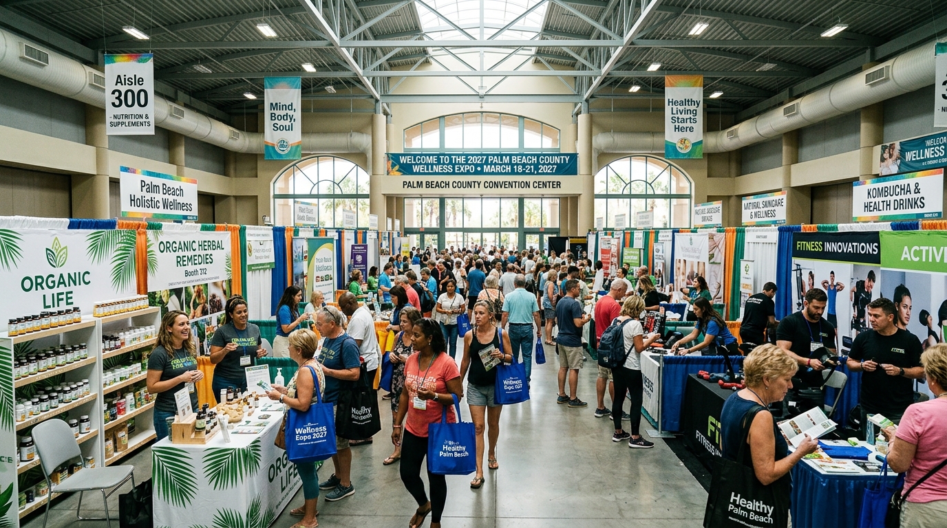 Wellness exhibitors and health product booths at Palm Beach County Convention Center March 2027